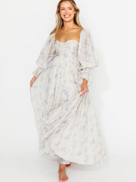 Worth Collective Dresses & Skirts - Dear Skye Blue Floral Worth Collective Maxi Dress